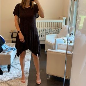 Anthropology plum asymmetrical dress